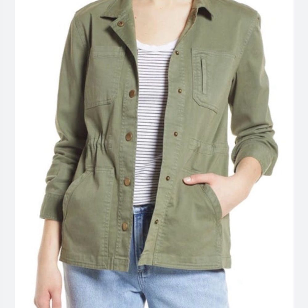 Caslon Olive Utility Jacket with Pockets